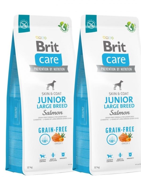 Brit Care Dog Junior Large Breed Grain Free Salmon 2x12 kg