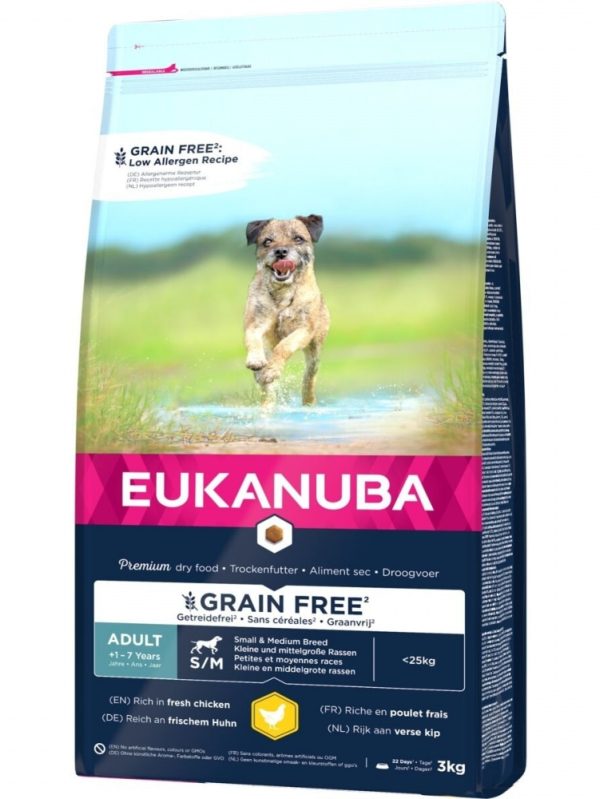 Eukanuba Dog Adult Grain Free Small & Medium Chicken (3 kg)