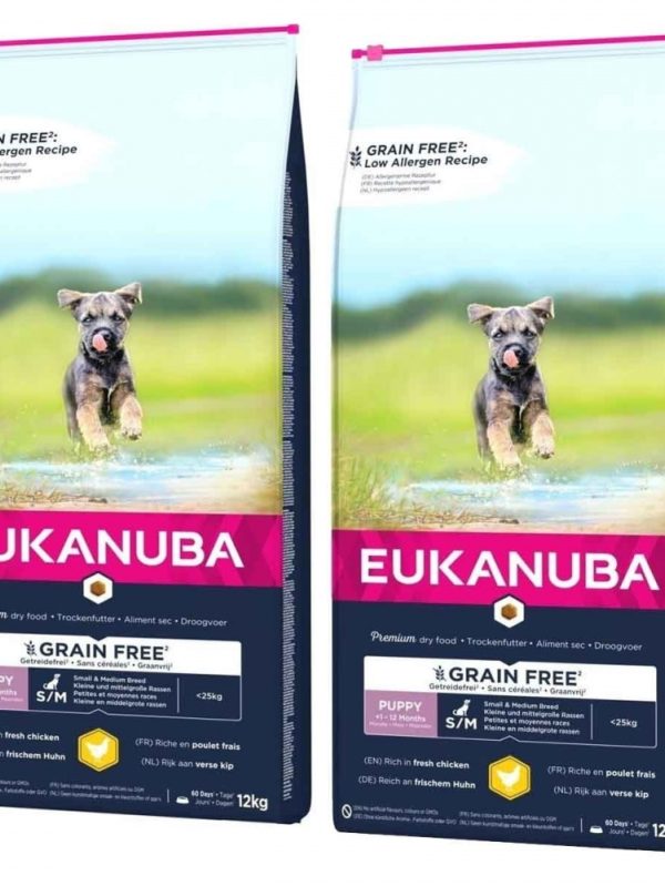 Eukanuba Grain Free Puppy Small/medium Chicken 2 x 12kg