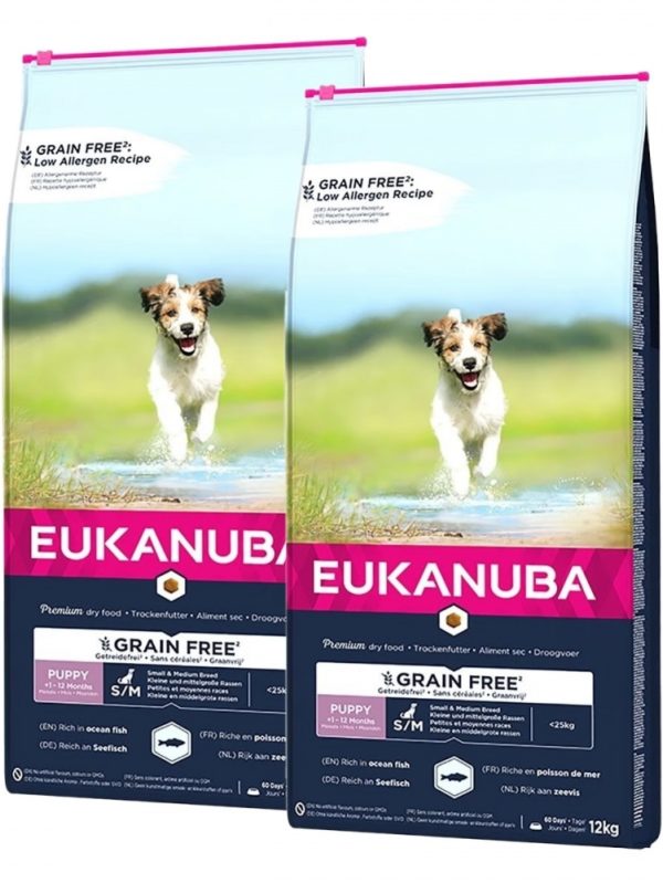 Eukanuba Puppy Grain Free Small & Medium Breed Ocean Fish 2 x 12kg