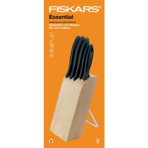 Fiskars Essential knivblock med fem knivar