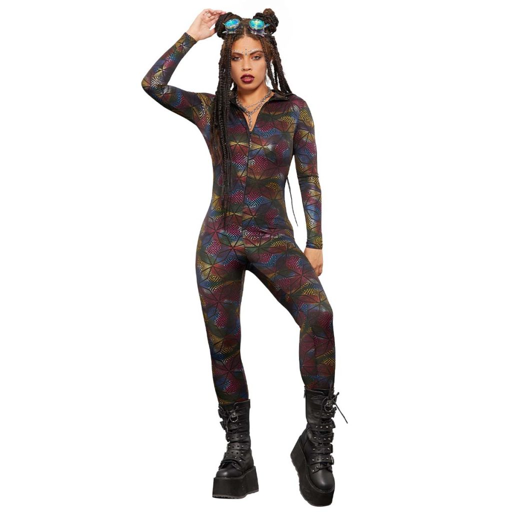 Jumpsuit, Fever Miss whiplash rainbow Catsuit M