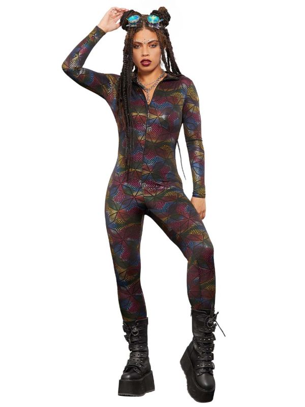 Jumpsuit, Fever Miss whiplash rainbow Catsuit XS