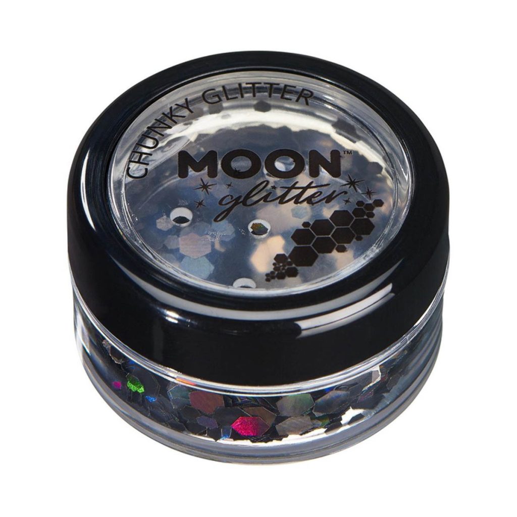 Moon glitter i burk, chunky holografisk 3g Svart