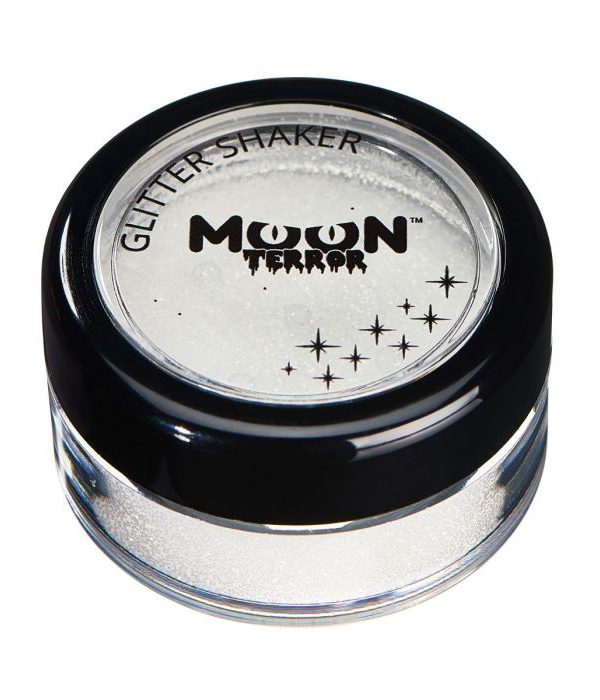 Moon halloween Glitter i burk, vit 3 g