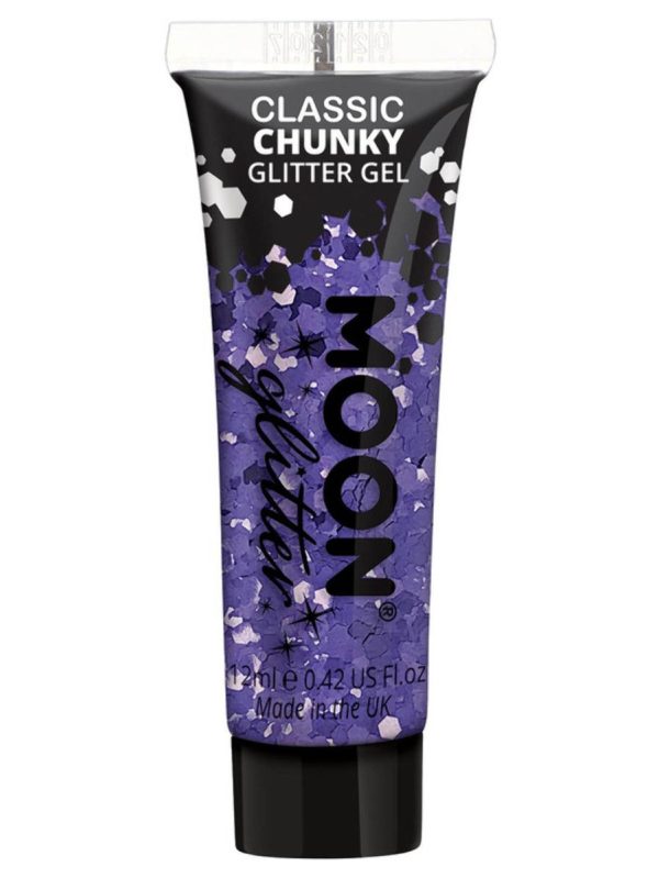 Moon kroppsglitter i gel, chunky 12 ml Lila