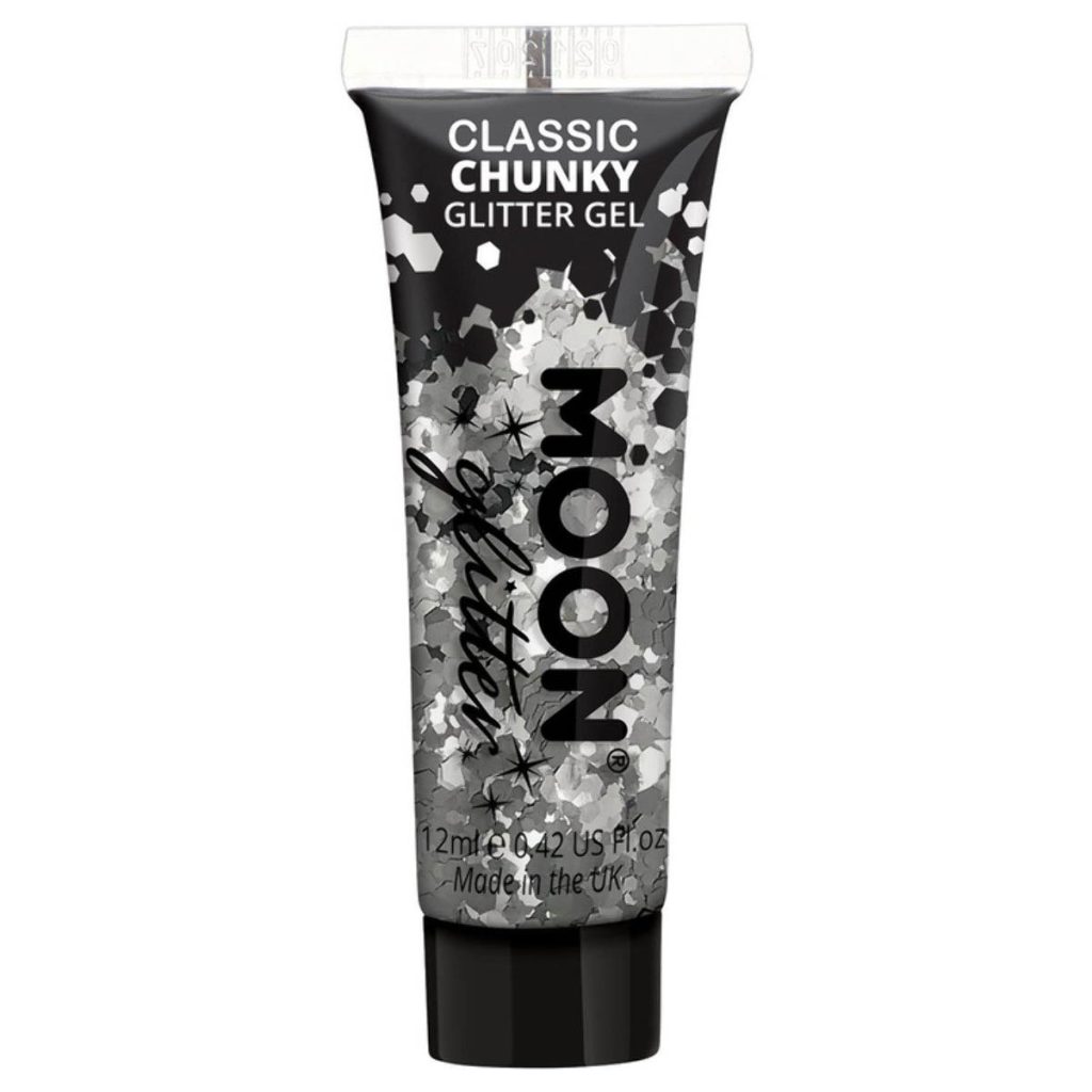 Moon kroppsglitter i gel, chunky 12 ml Silver