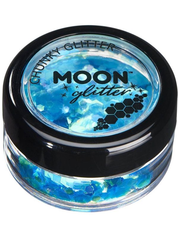 Moon kroppsglitter, iriserande chunky 5g Blå