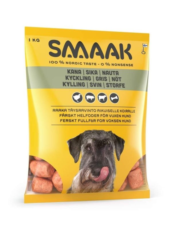 SMAAK Dog Raw Complete Adult Kyckling, Gris & Nötvom 1 kg