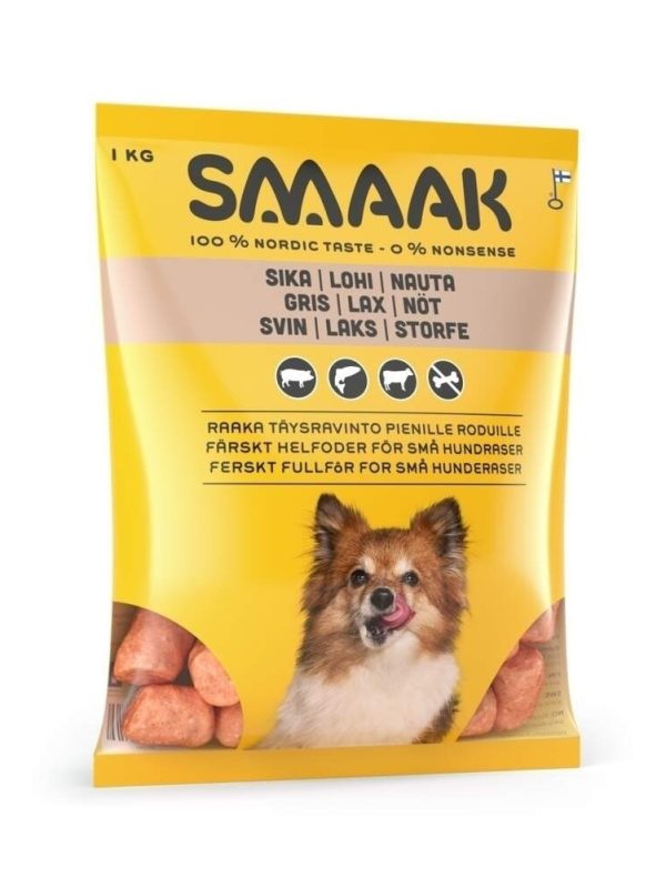 SMAAK Dog Raw Complete Adult Small Breed Gris, Lax & Nöt 1 kg