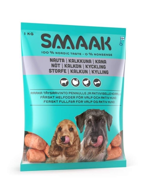 SMAAK Dog Raw Complete Puppy/Active Nöt, Kalkon & Kyckling 1 kg