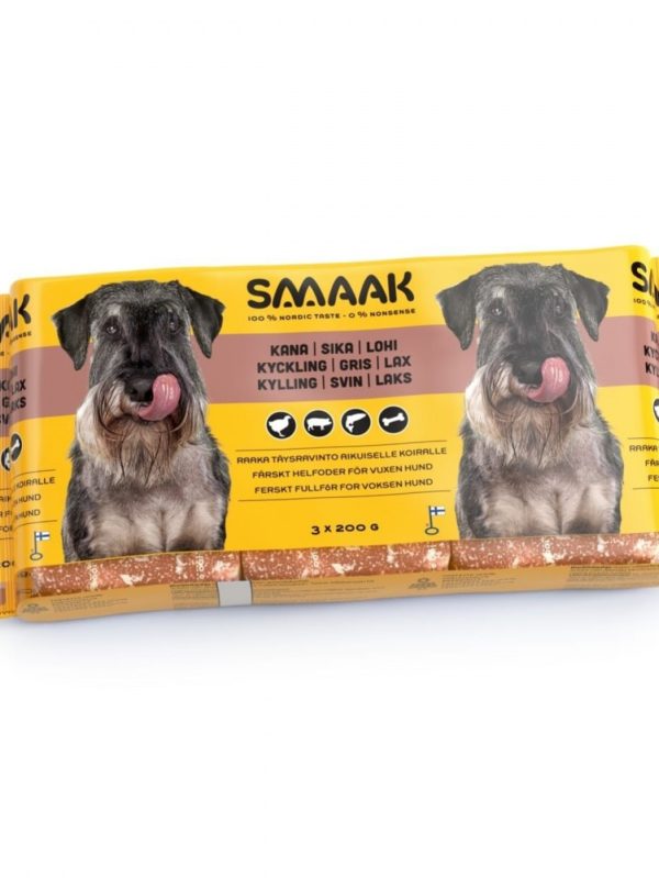 SMAAK Raw Complete Dog Adult Kyckling, Gris & Lax (3 x 200 g)