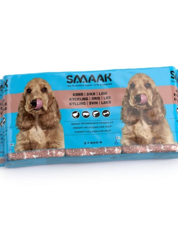 SMAAK Raw Complete Puppy Chicken, Pork & Salmon 500 g (3 x 200 g)