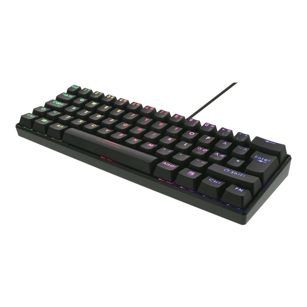 DELTACO GAMING Mekaniskt 60% RGB-tangentbord, röda brytare, 62 tangent