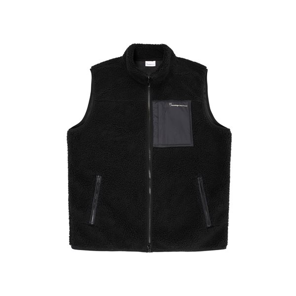 KnowledgeCotton Apparel Teddy Fleece Vest - Grs/Vegan Black Jet