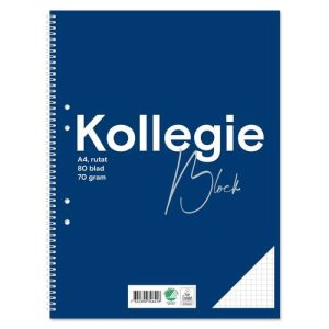 Kollegieblock A4 70g 80 blad rutat hålat