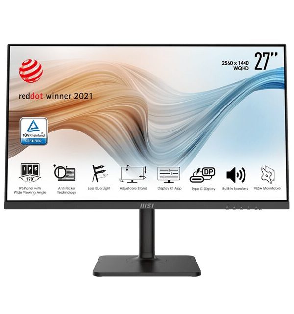 MSI Modern MD271QP / 27" / IPS / 2560x 1440 / 75 Hz / 5ms / HDMI,DP,USB-C / Justerbar / VESA