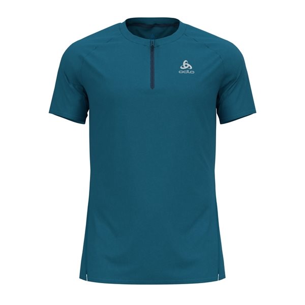 Odlo T-Shirt Crew Neck S/S 1/2 Zip Axalp Trai Saxony Blue